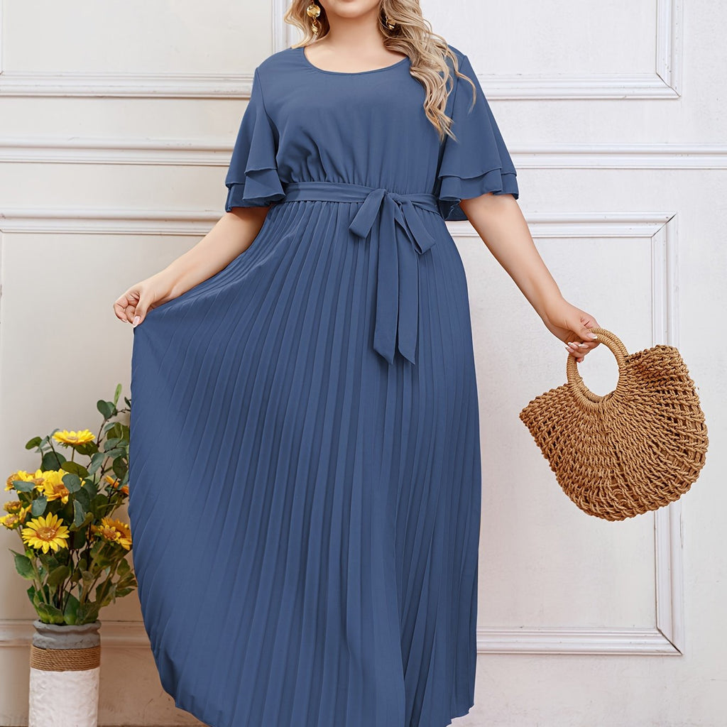 Simple pleated plus-size Women's dress