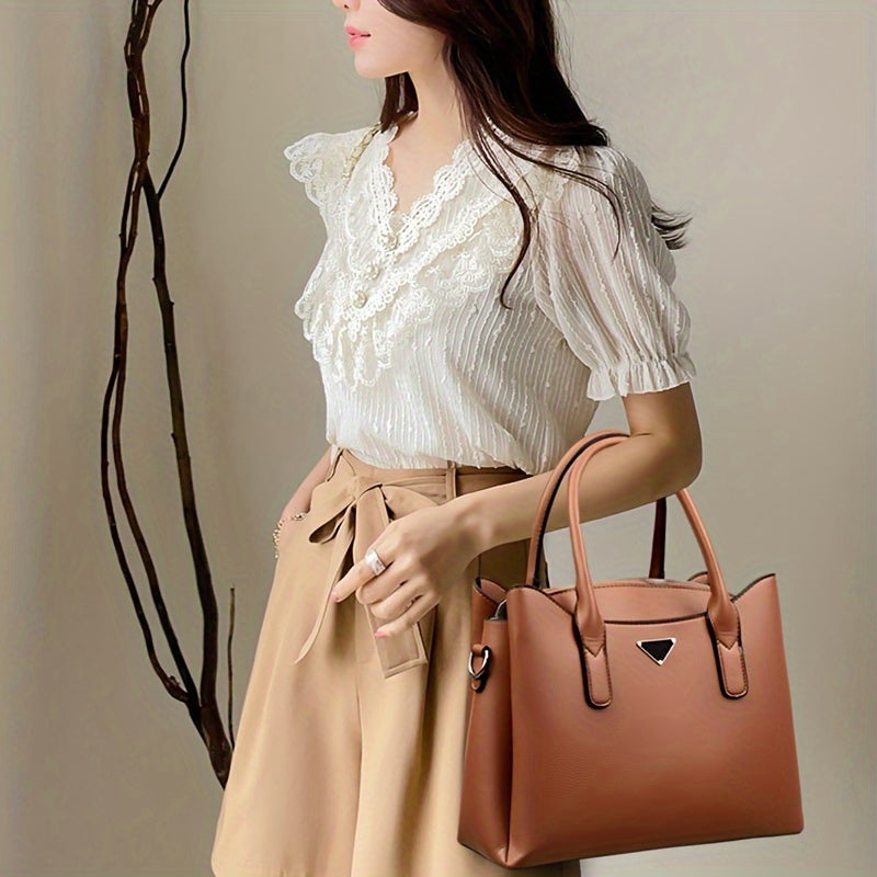 3pcs Women's Faux Leather Handbag Set