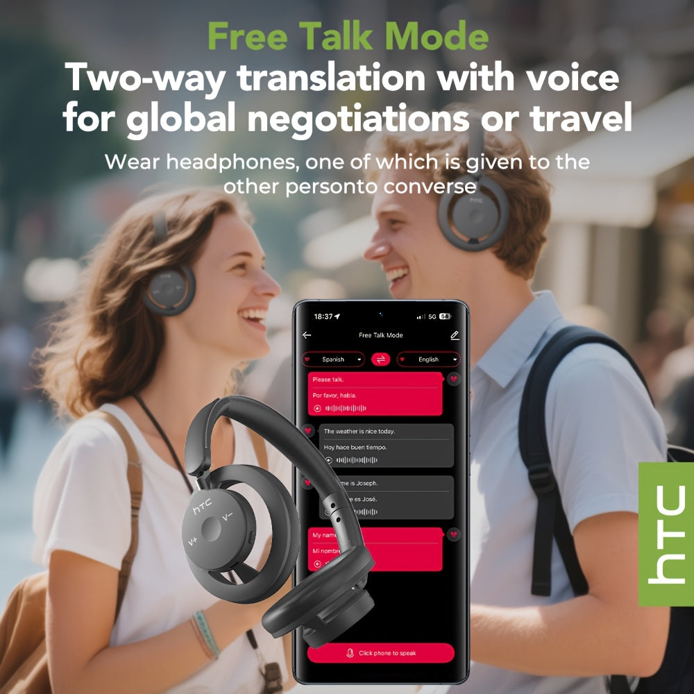 HTC Over-Ear Wireless Headphones with 135-Language Real-Time Translation