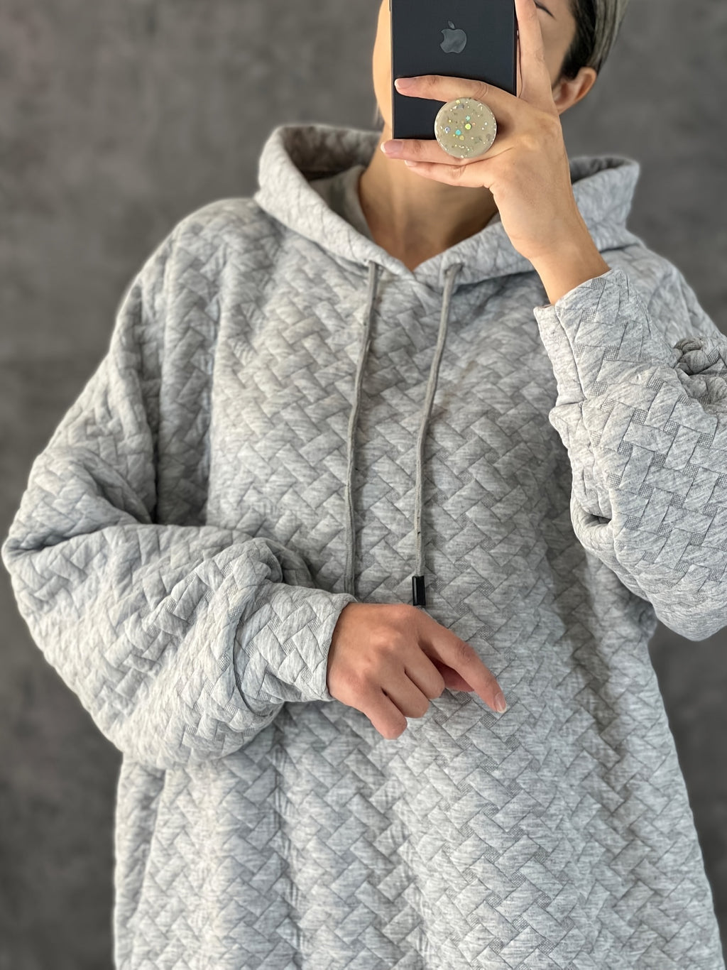 Women's Casual Hooded Long Sleeve Dress with Pockets - Solid Color