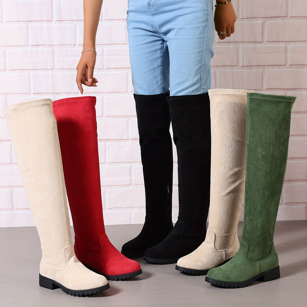Stylish Women's Long Over the Knee Boots - Chunky Heel