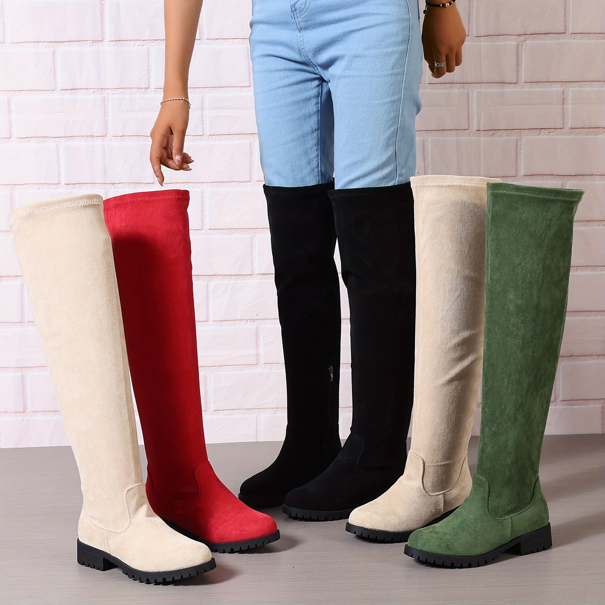 Stylish Women's Long Over the Knee Boots - Chunky Heel