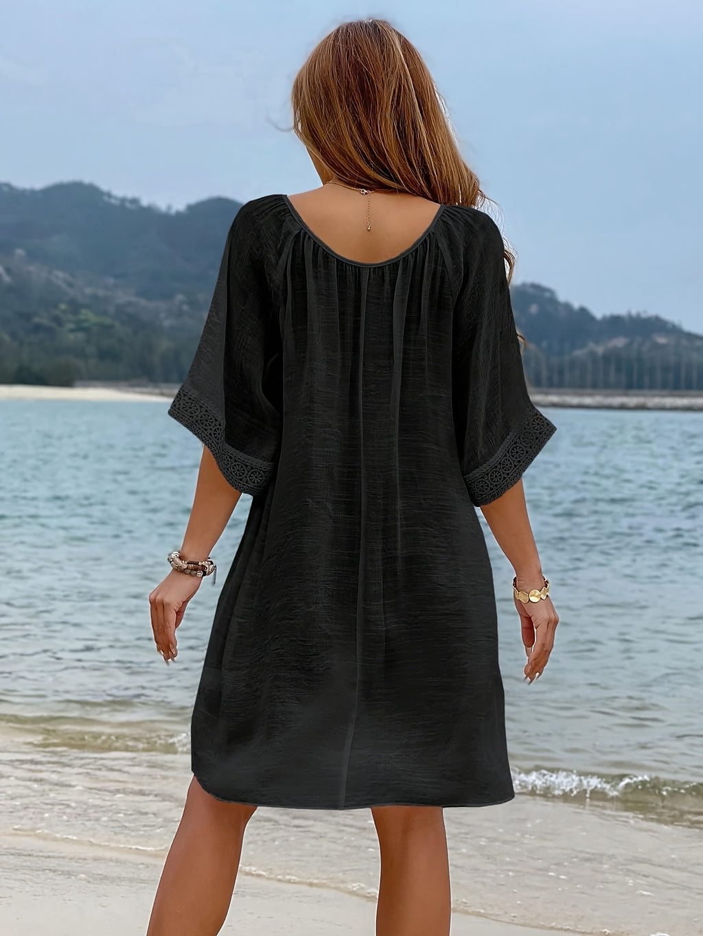 Women's Plus Size Boho Beach Cover-Up Dress