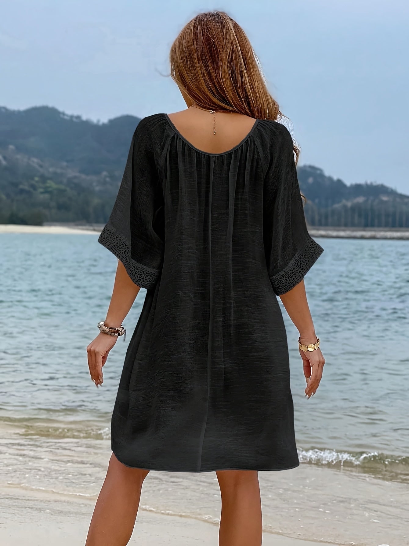 Women's Plus Size Boho Beach Cover-Up Dress