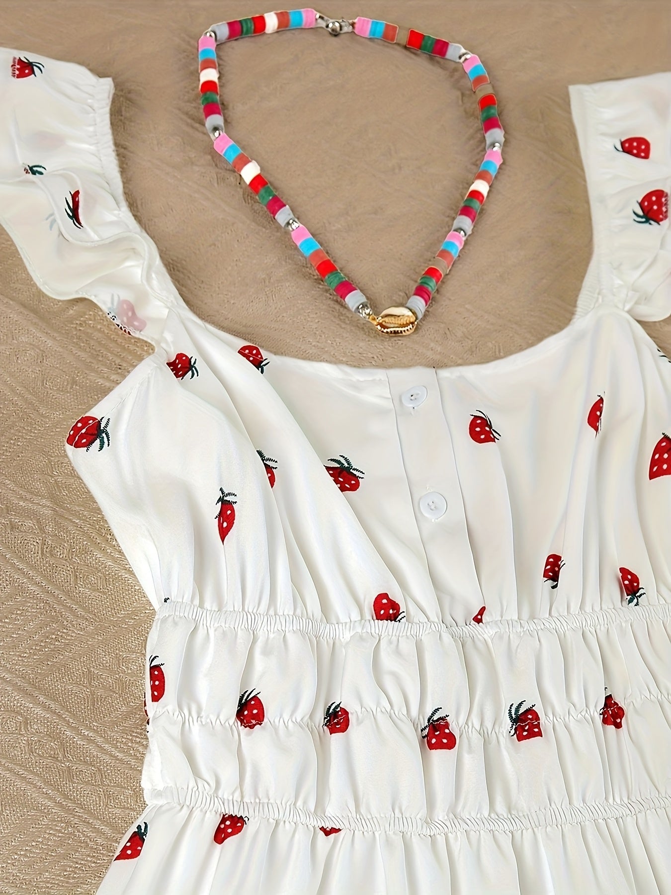 Strawberry Print Sleeveless Dress
