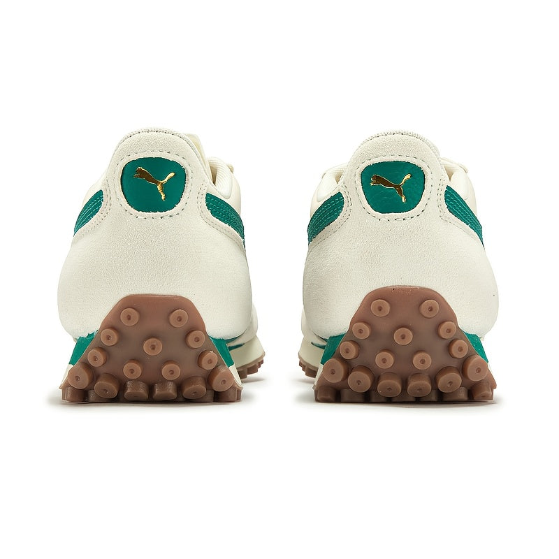 PUMA Original Genuine Shoes - Lightweight All-Season Sneakers with Cushioned Rubber Sole, Beige/ & Green Accents