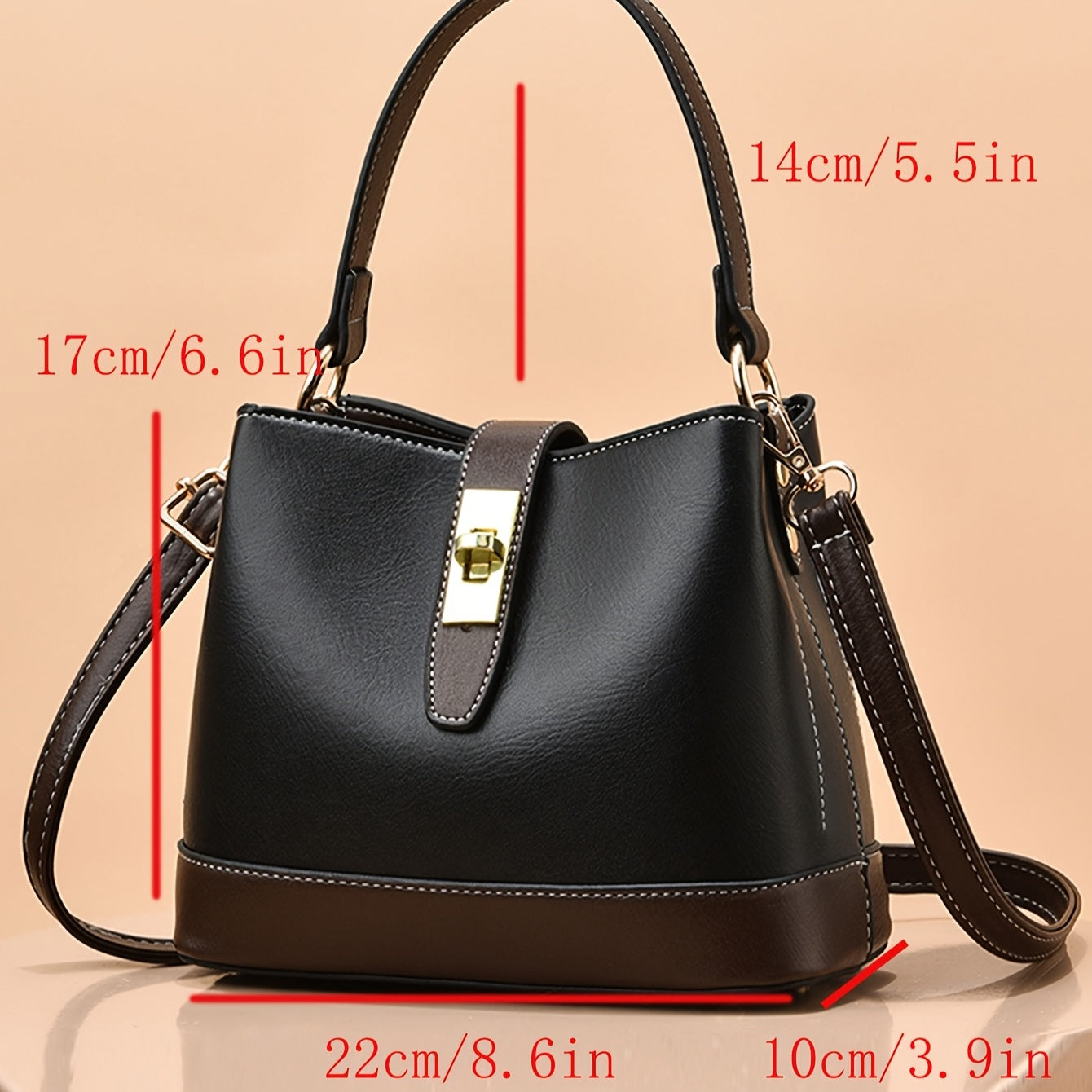 Women's Tote Bag Sleek Minimalist Shoulder Crossbody Bag with Golden-Tone