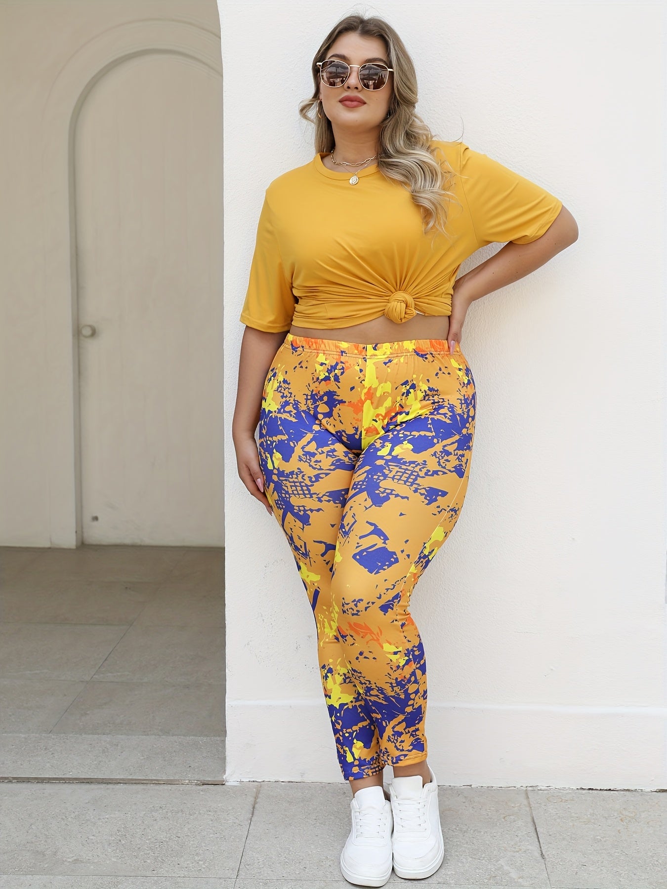 2pcs European and American Plus Size Casual Sportswear Set