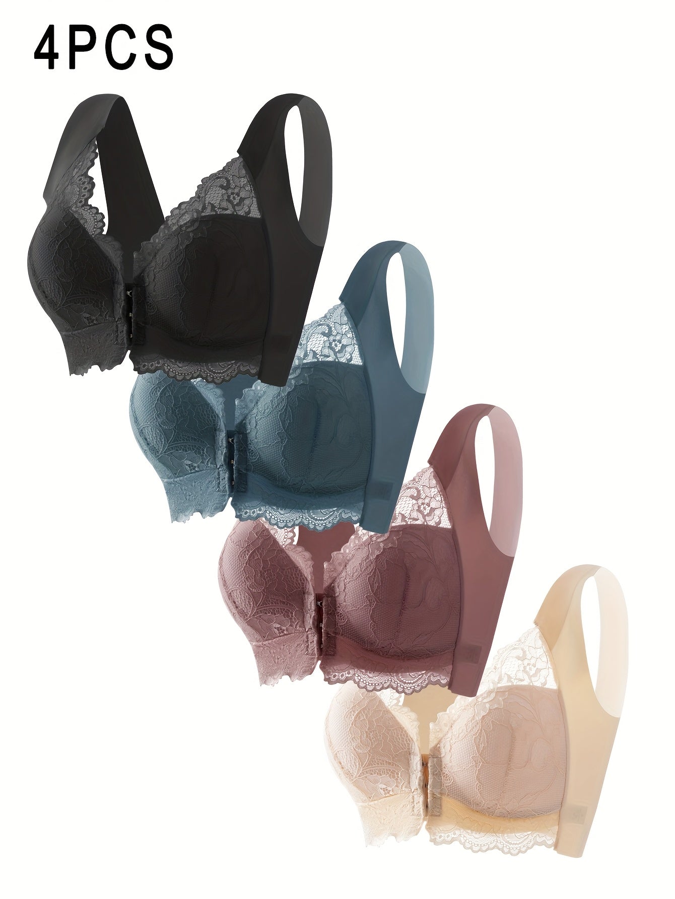 4pcs Soft and Comfortable Front Buckle Bras