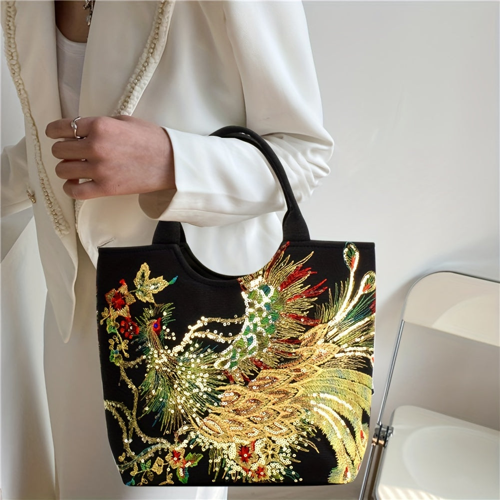 Chic Women's Embroidered Satchel Purse
