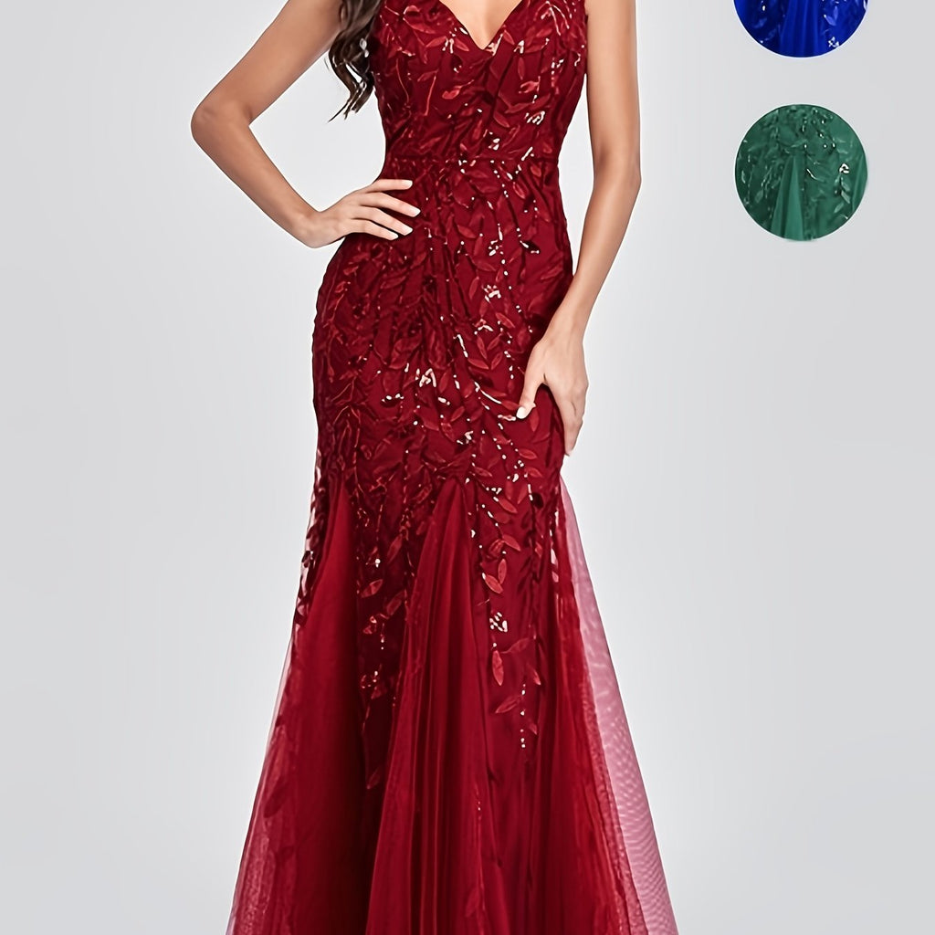 Elegant Embroidered Multi-Color Dresses, Hip-Wrapping Mermaid Skirt with Lace,  Christmas Party