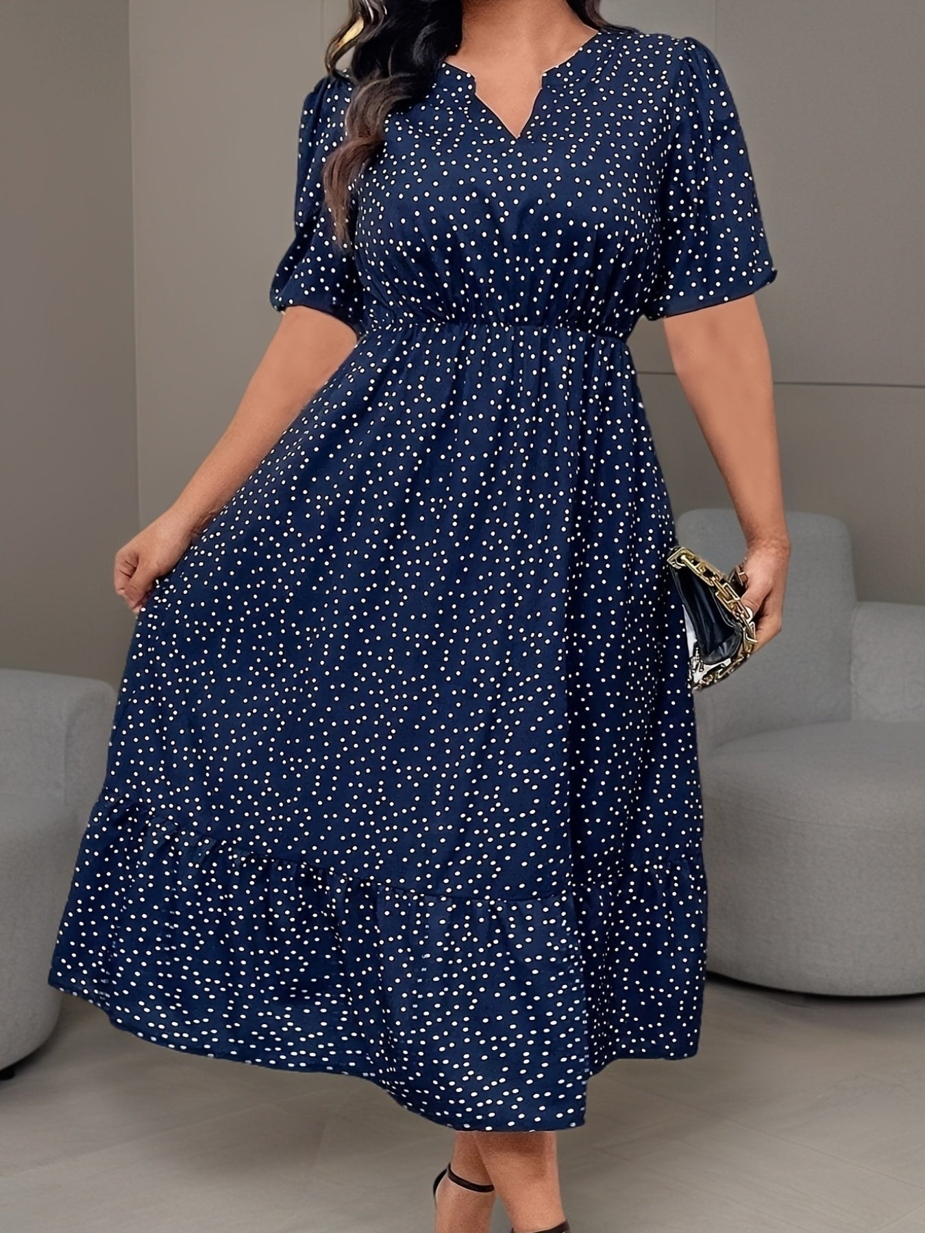 Plus Size Women's V-Neck Loose Fit Dress