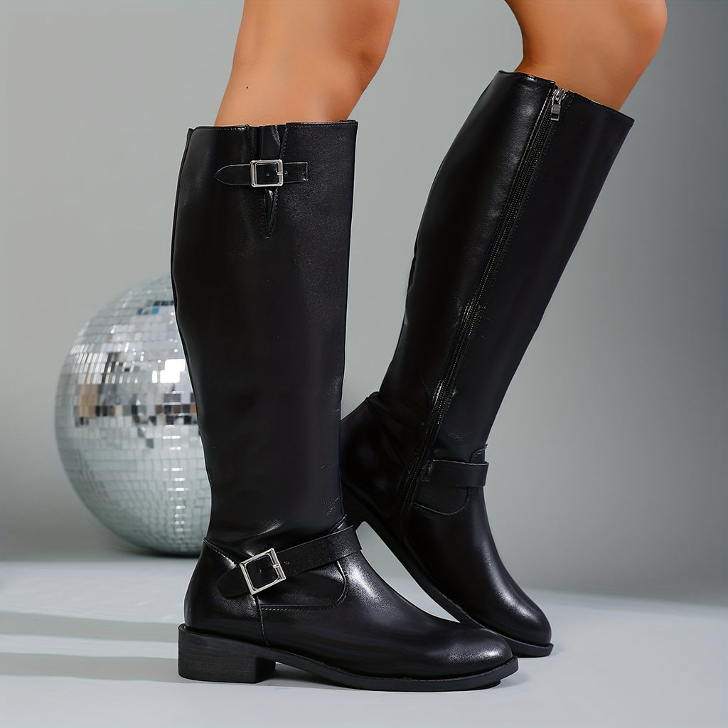 Women's Western Cowboy Boots - Pointed Toe High-Heel Round Toe Ankle Boots with Zipper Closure