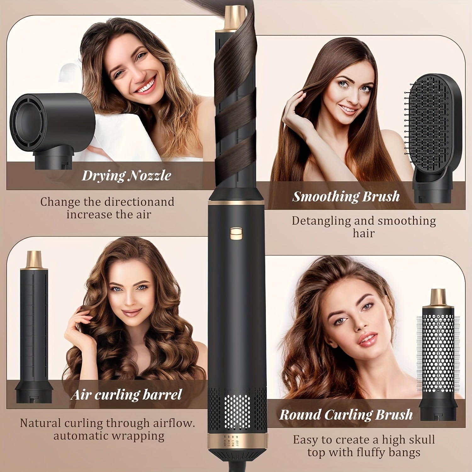 Blow Dryer Brush Set, 5-In-1 Hot Air Styler, Hair Dryer Brush