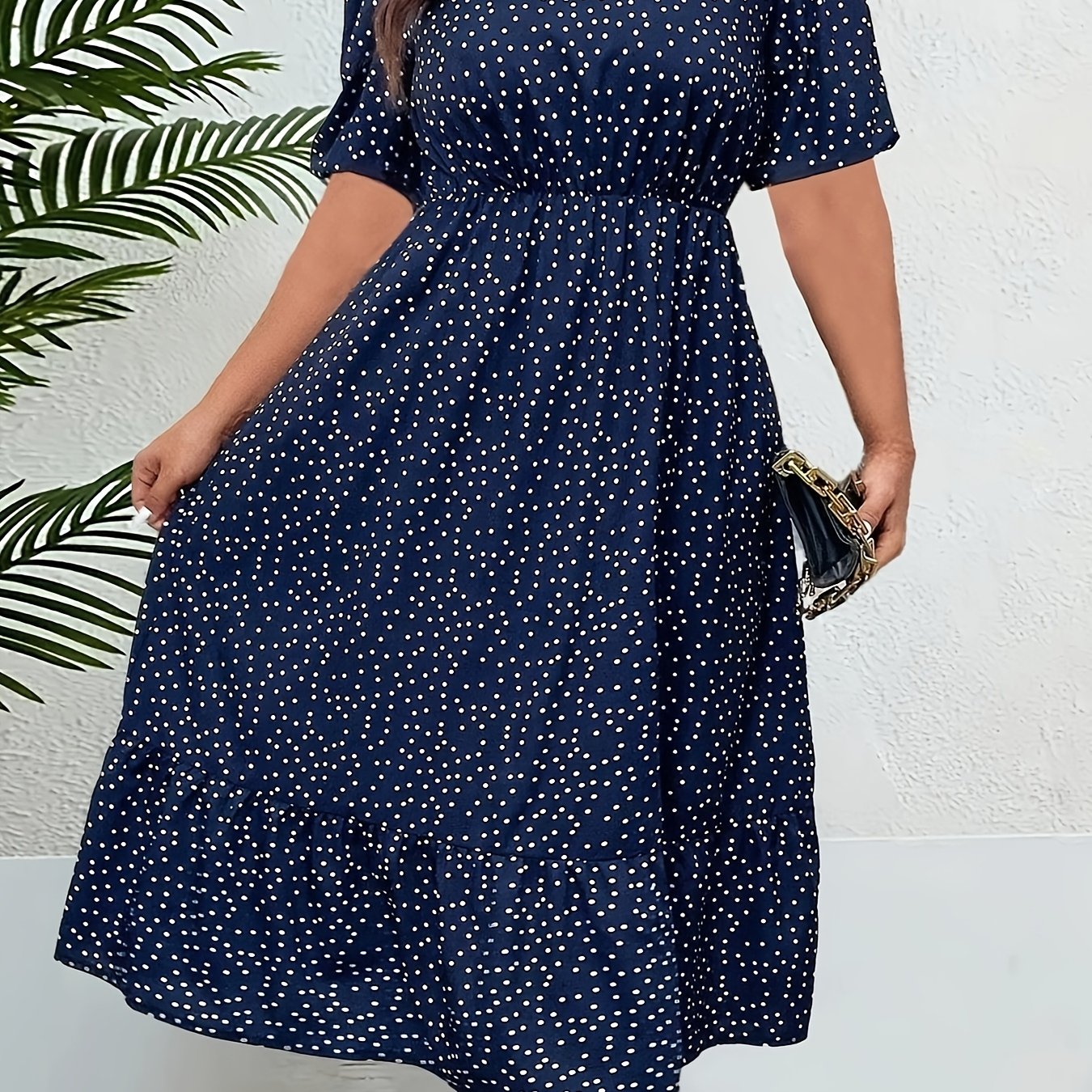 Plus Size Women's V-Neck Loose Fit Dress