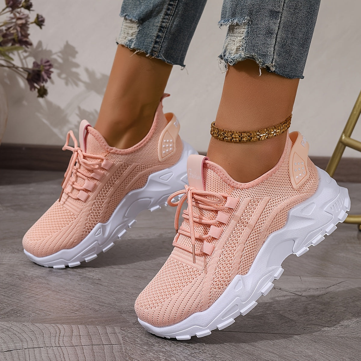 Plus Size Women's Lightweight Breathable Fabric Casual Sneakers - Stability Support Soft PU Sole, Vibrant Red All-Season Walking Shoes for
