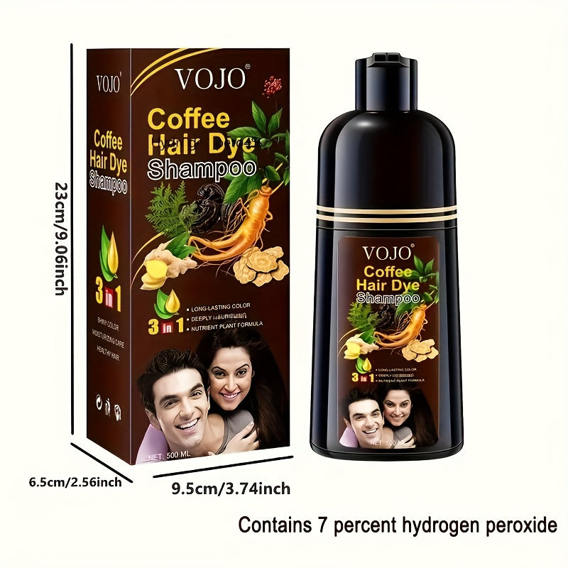 Herbal Hair Dye Shampoo - Fast Coloring, Suitable for Both Men and Women, Contains Ginseng and Ginger Extracts, Available in Dark Brown, Wine Red, Black