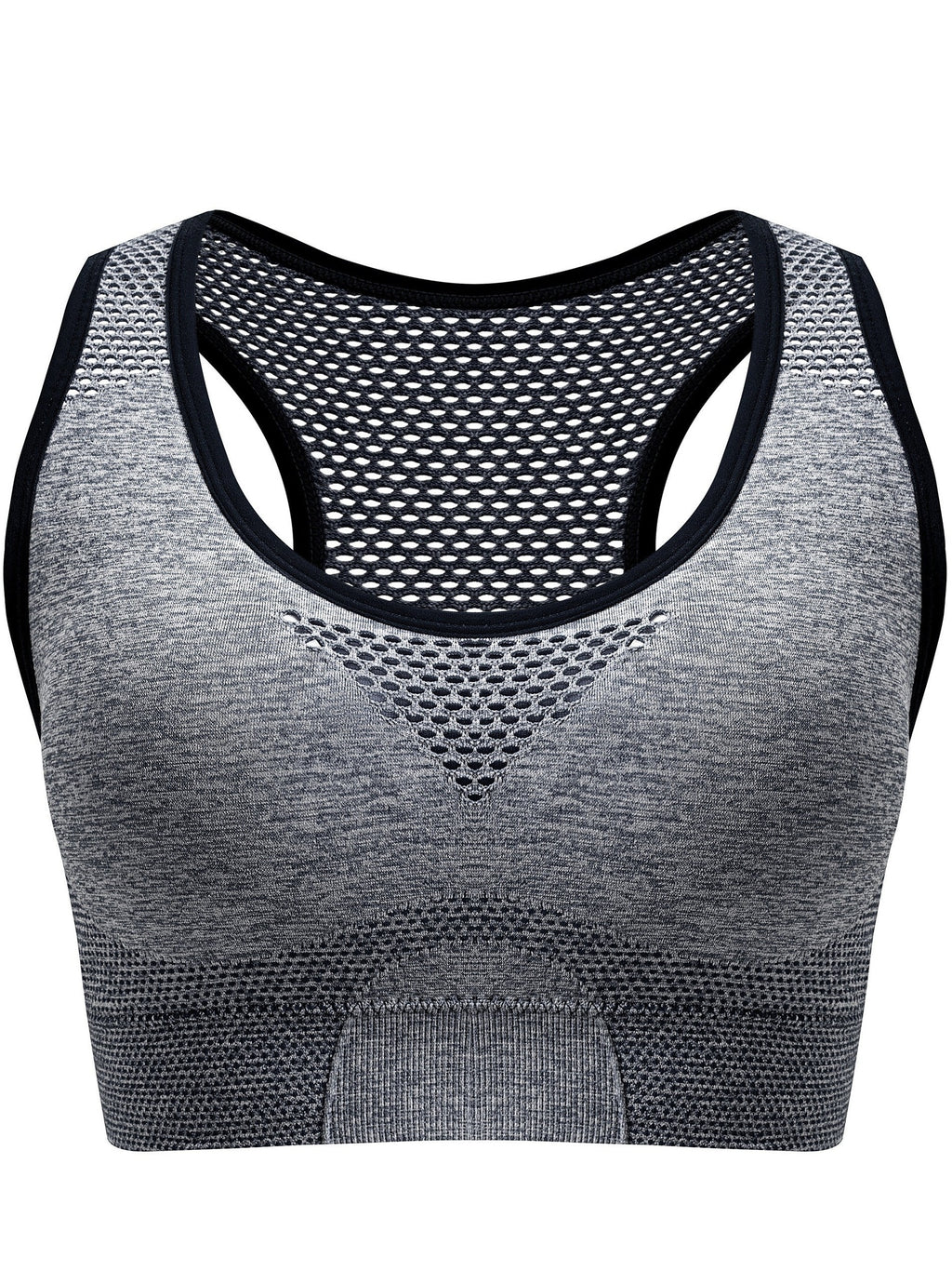 Plus Size Seamless Sports Bra - Breathable Hollow Mesh Thin Yoga Bra Without Steel Ring