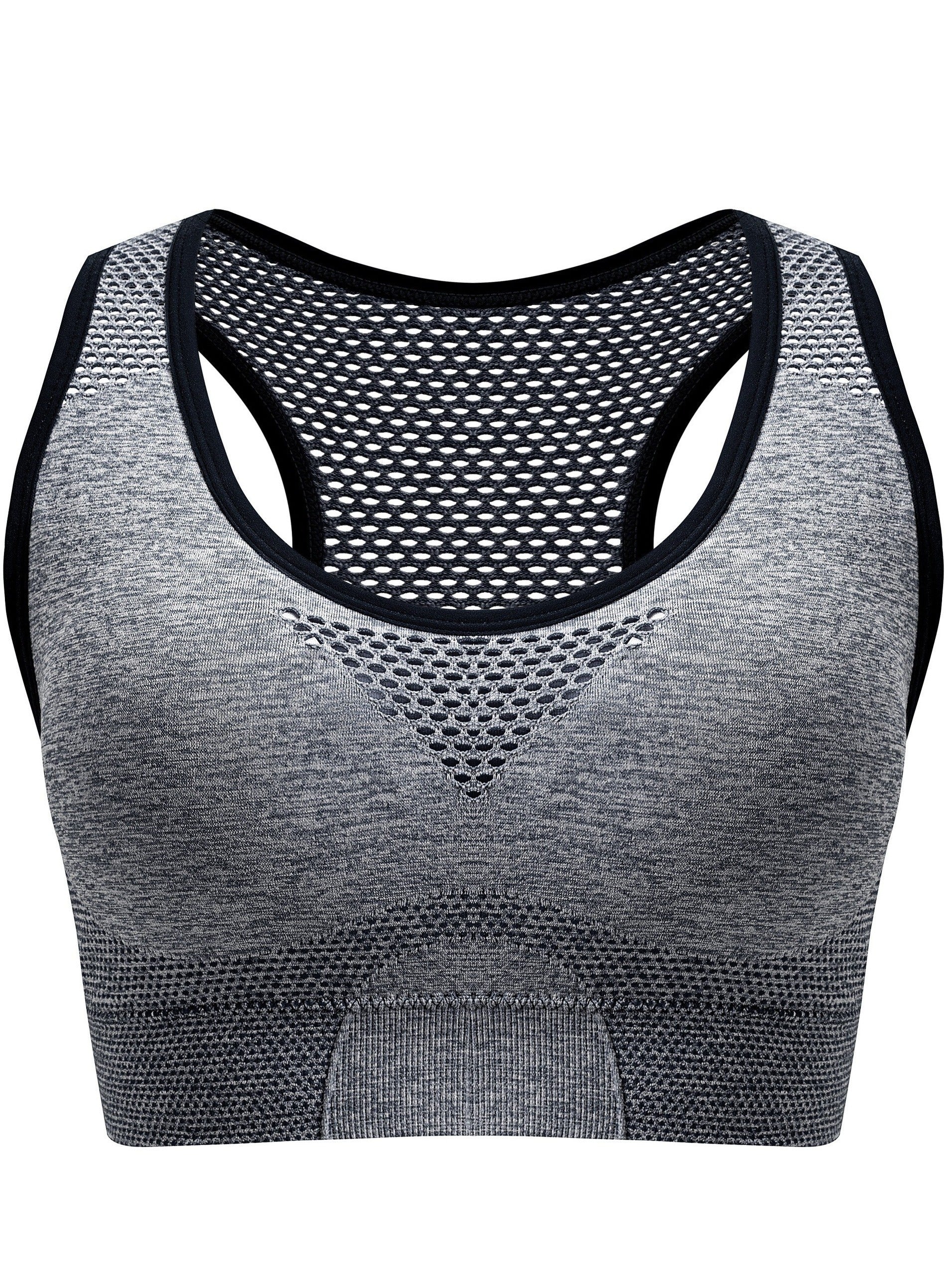 Plus Size Seamless Sports Bra - Breathable Hollow Mesh Thin Yoga Bra Without Steel Ring