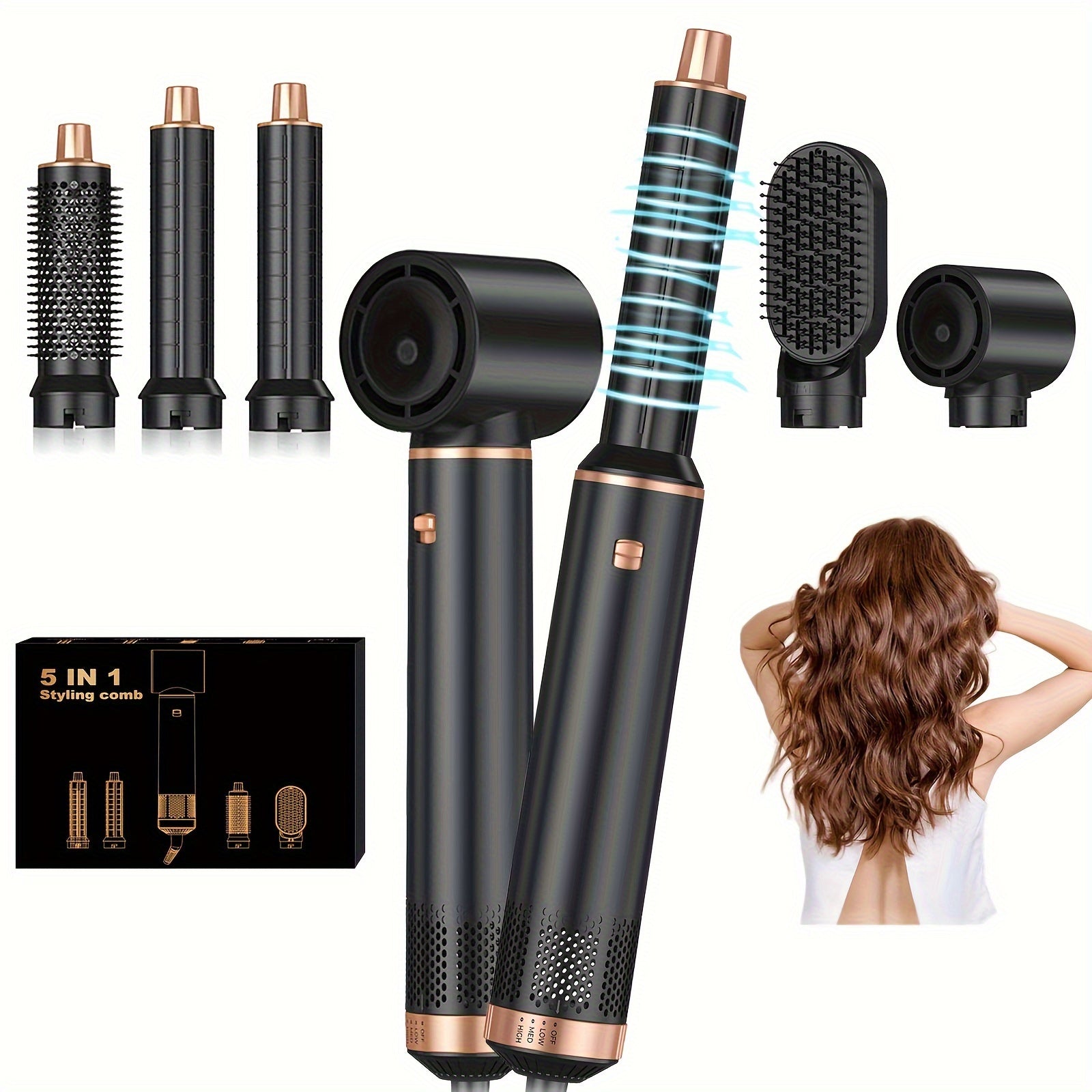 Hair Dryer Brush 5in 1 Hair Styler 60000RPM Upgrade Brush Blow Dryer Hot Air