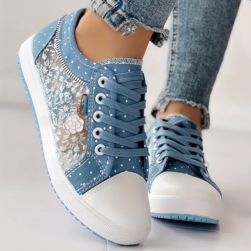 Women's Floral Mesh & Synthetic Cover Casual Sneakers