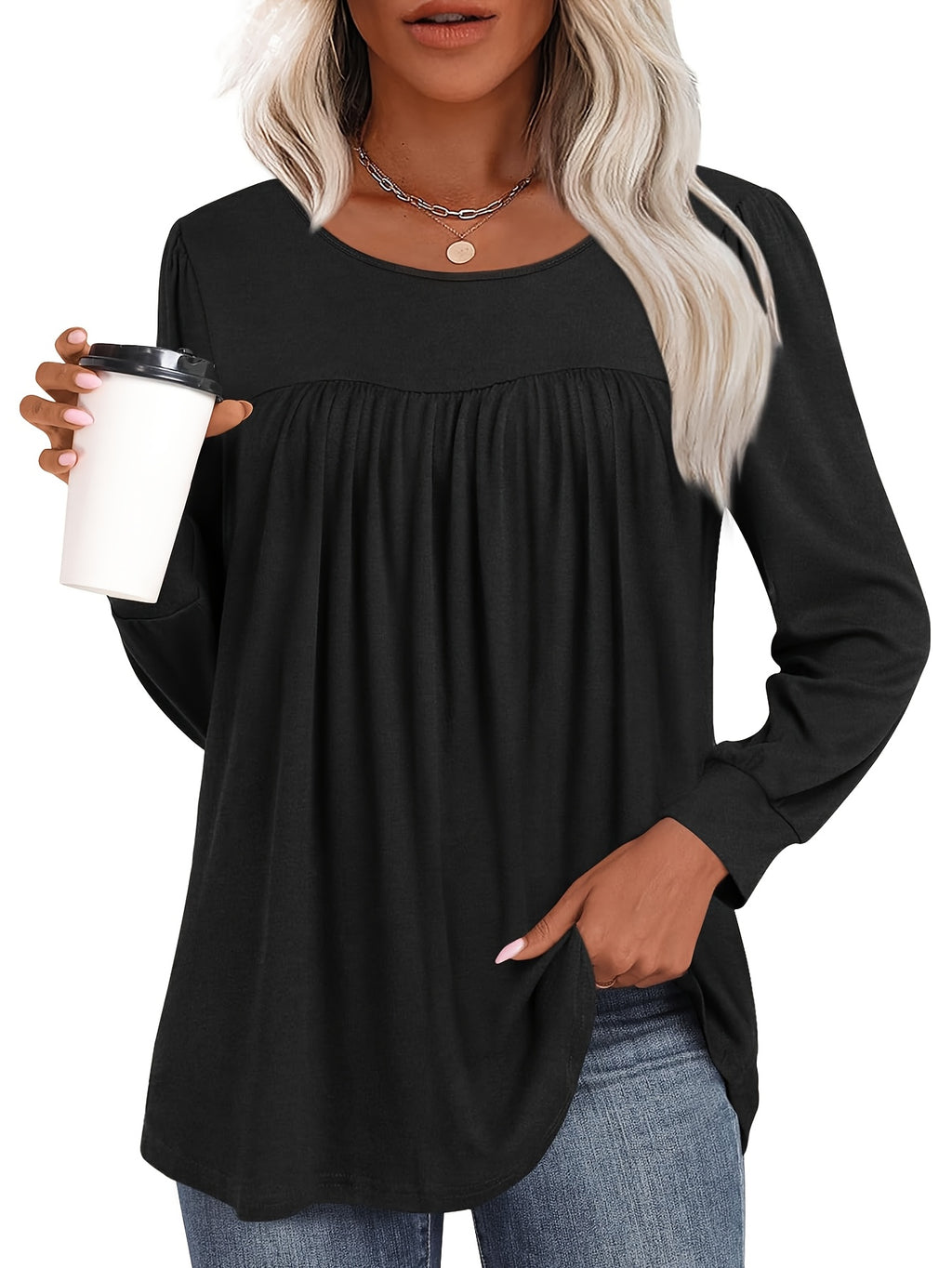 Women's Casual Long Sleeve Crew Neck Top Set