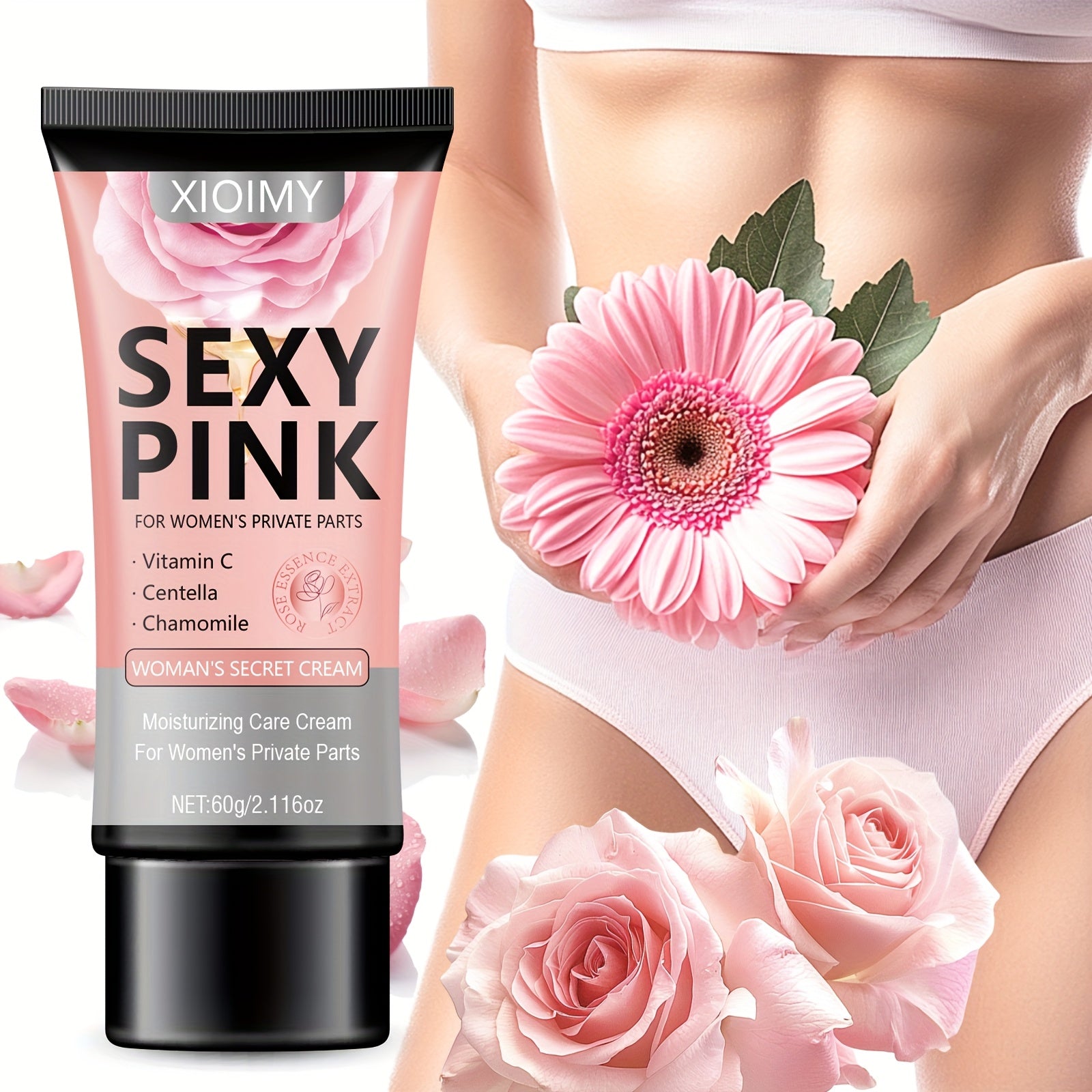 Deeply Hydrating Rose & Vitamin C Formula Pink Women's Private Part Moisturizing Cream