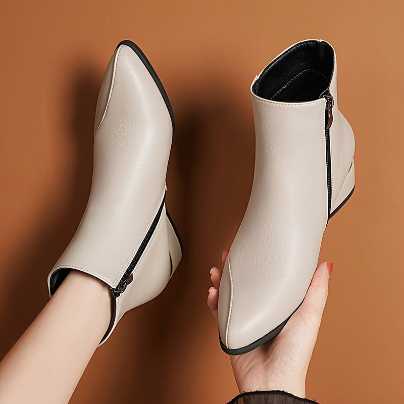 New Thick-Heel Short Boots for Women with Pointed Toe