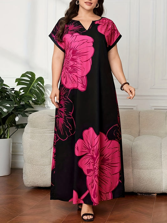 Casual and Elegant Printed Plus Size Women's Dress