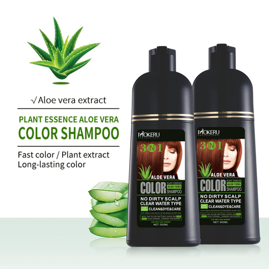 MOKEURU 3in 1 Aloe Vera Extract 500ml Hair Dye Shampoo, Natural Plant Pigments, No Damage to the Scalp and No Side Effects, Suitable for Men and Women, Summer Essentials