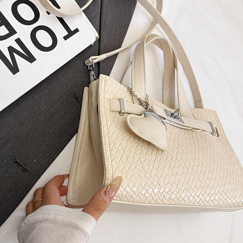 1pc Women’s Shoulder Bag with Woven Ripples