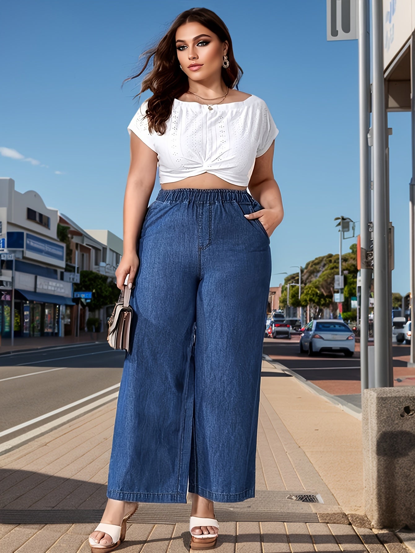 Plus Size Women's High-Waisted Straight-Leg Jeans