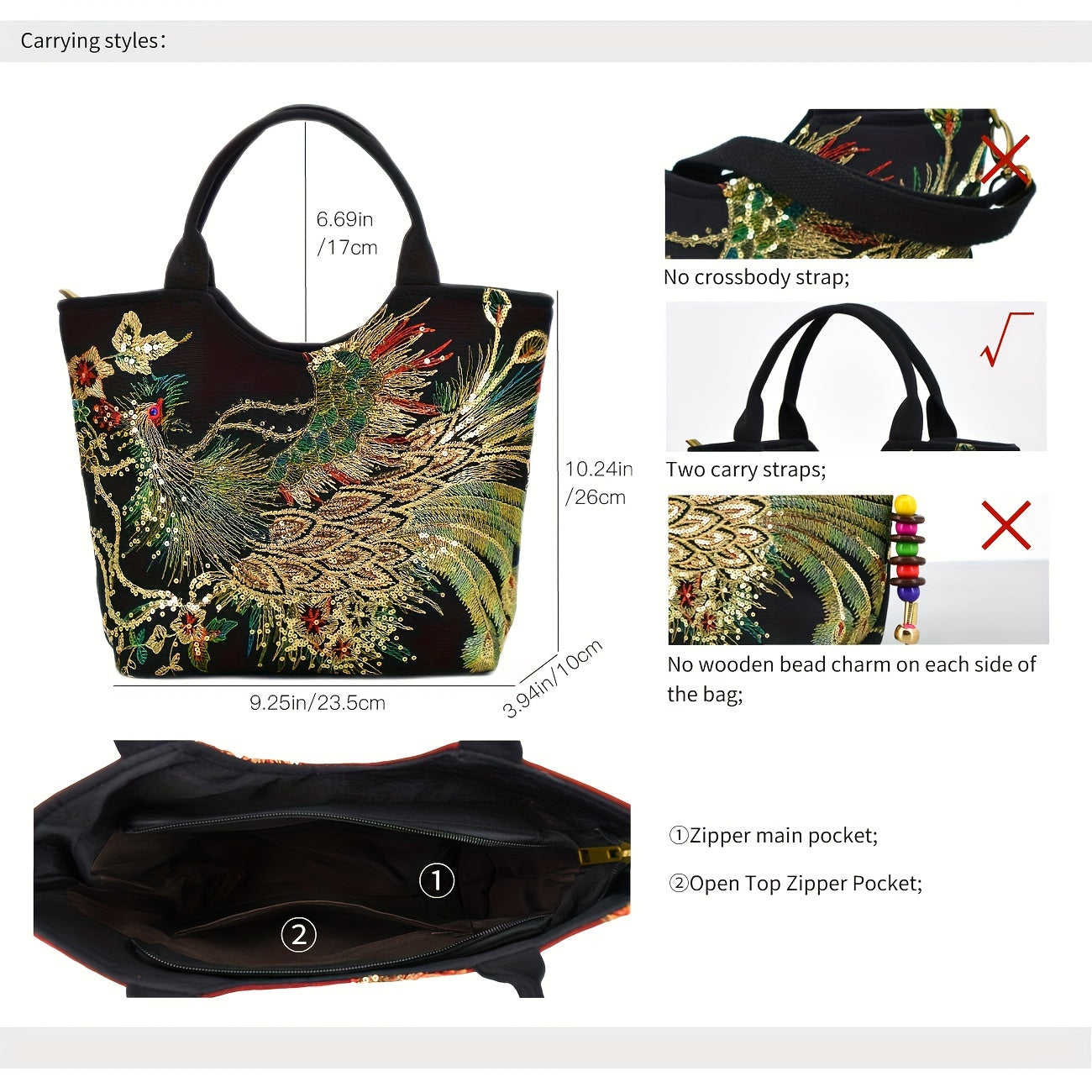 Chic Women's Embroidered Satchel Purse