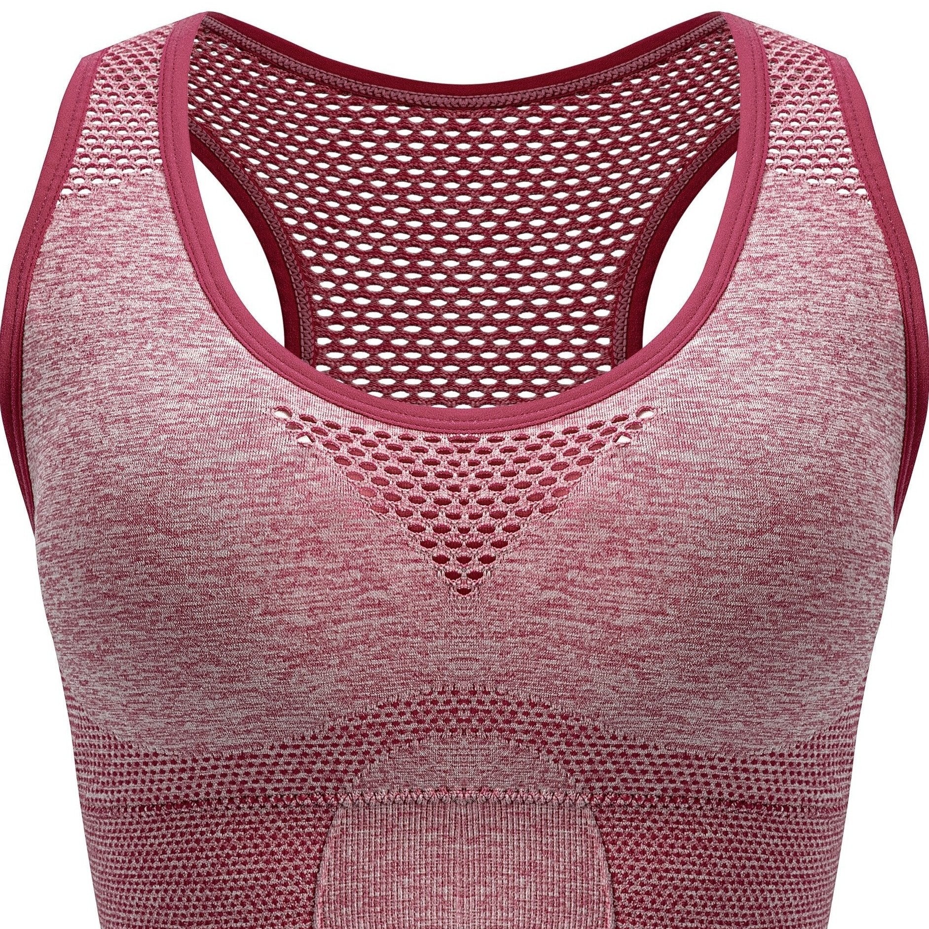 Plus Size Seamless Sports Bra - Breathable Hollow Mesh Thin Yoga Bra Without Steel Ring