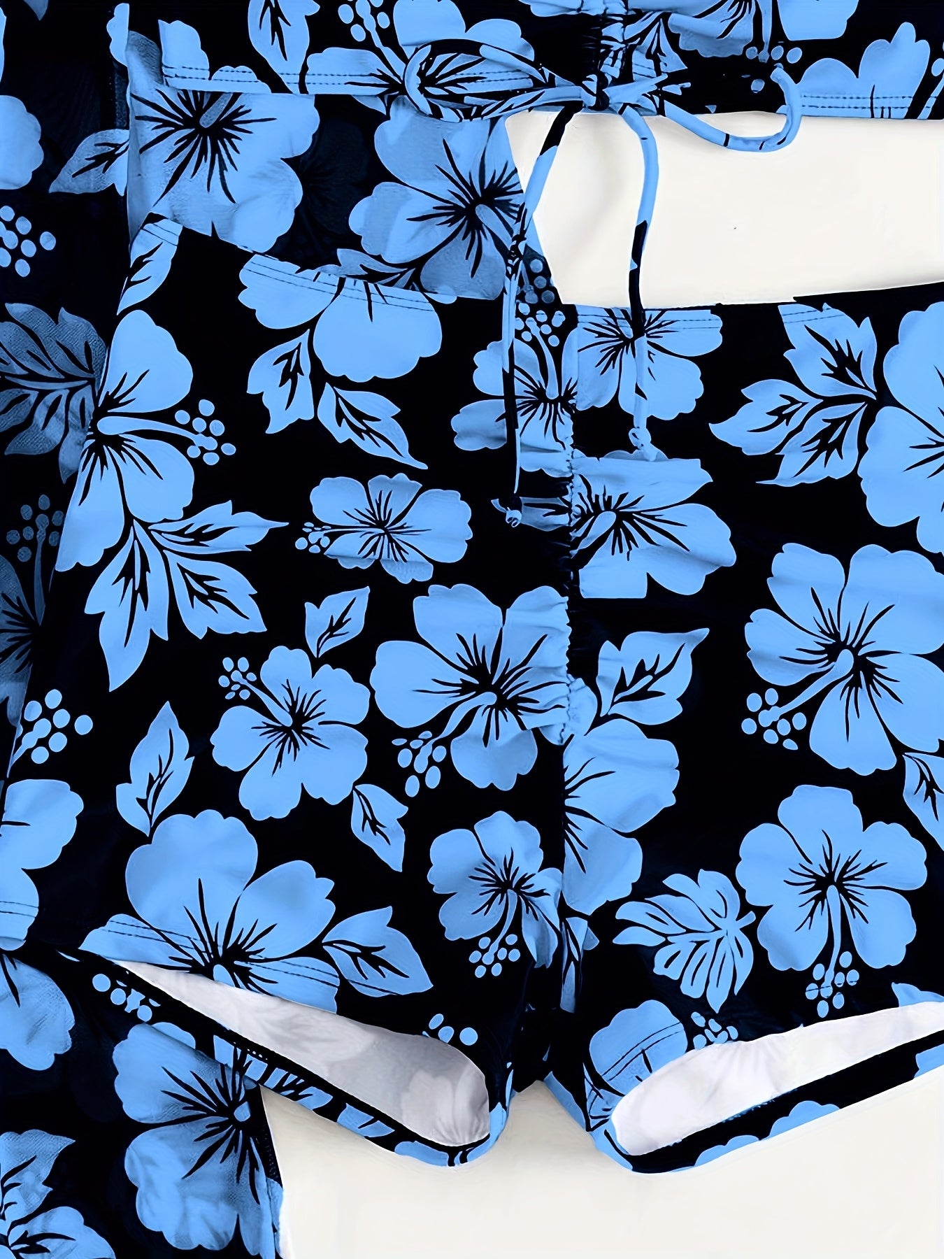 Floral Print Bikini Set with Cover-Up, Long Sleeve