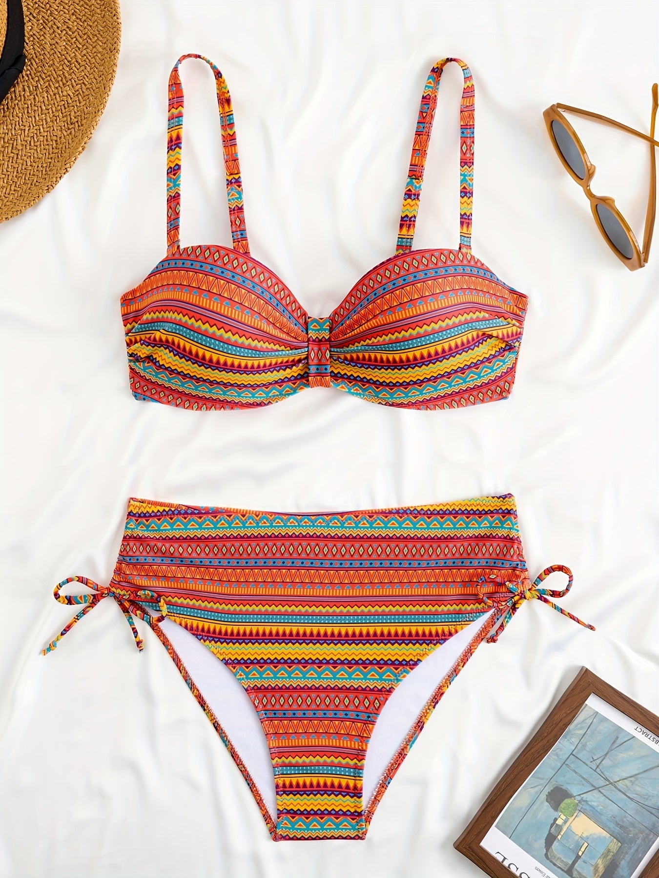 Swimsuit with Drawstring Design, Two-Piece Set for Women