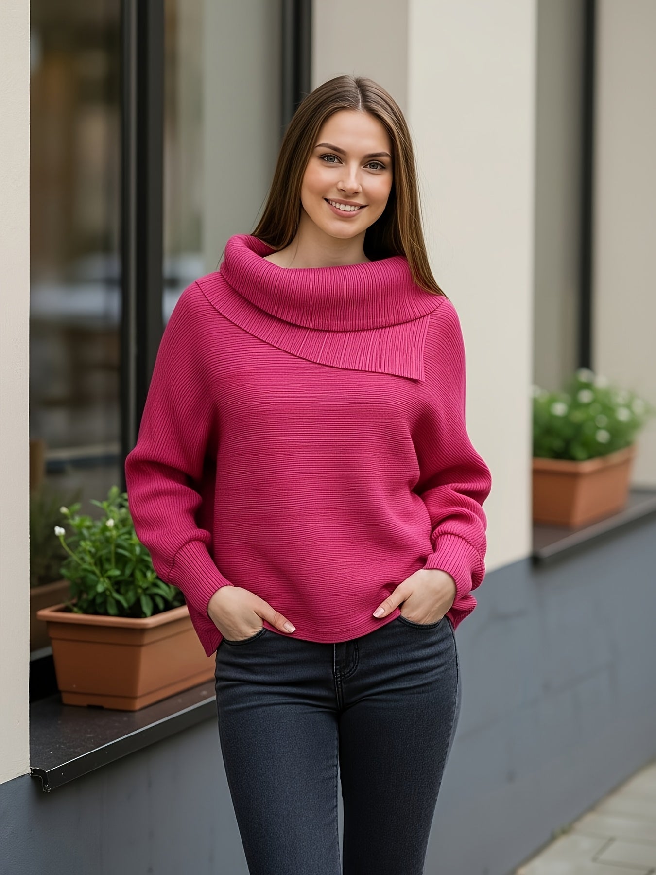 Loose-Fitting, Stylish, Casual Scarf-Neck Pullover Shirt | Perfect for Autumn and winter