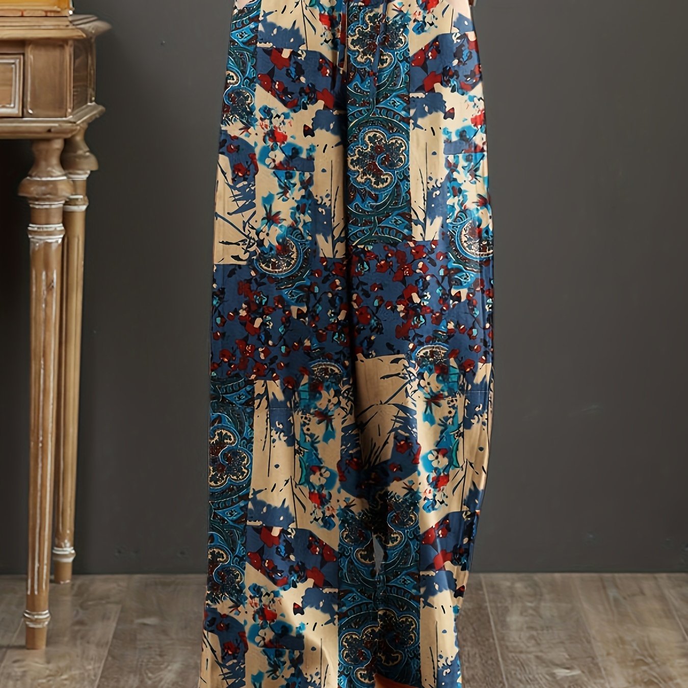 Women's Floral Print Cotton Wide Leg Pants