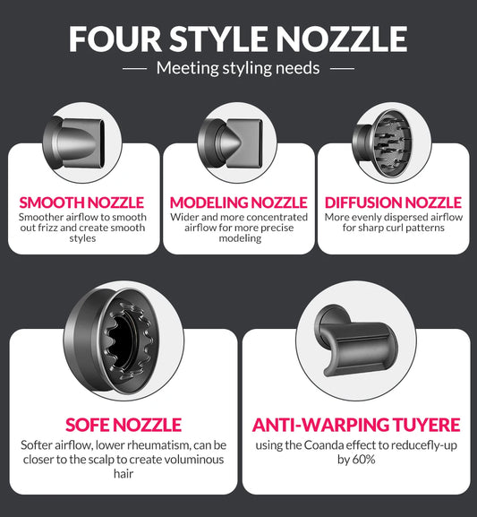 5 in 1 Electric Ionic Hair Dryer High Speed Bladeless HairDryer Negative Ion Professional Super Leafless Hair Dryer HairDryer