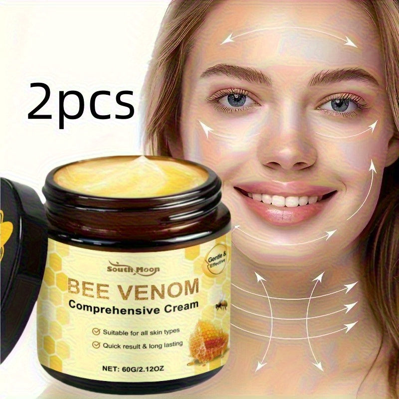 2pcs Bee Venom Facial and Neck Tightens Cream, Tightens, Smoothes,Softens Light Beige, the appearance of fine lines, wrinkles, crow's feet,