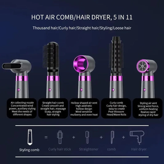 Multifunctional Hair Dryer 5 In 1 Electric Blow Dryer Negative Constant Anion Hair Dryer 3 Adjustable Speeds Hot Air Brush