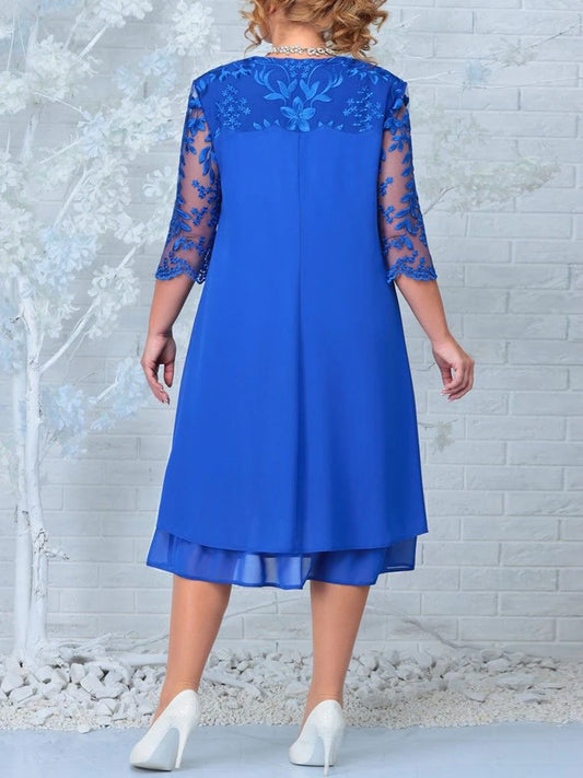 Plus Size Summer Dress Woman 2025 New Fashion Embroidery Patchwork Elegant Wedding Party Curvy Dresses