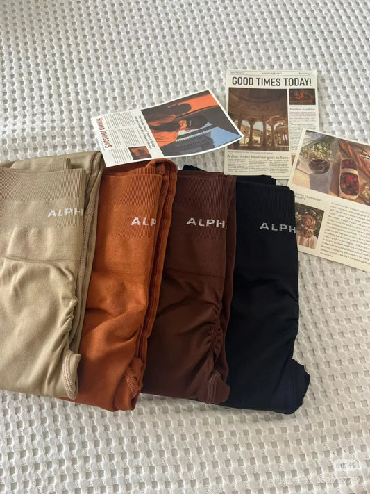 ALPHALETE Printed Pilates Pants Peach Hip Lift Pants High Waist Waist Tight Seamless Training Running Yoga Pants Long Pants