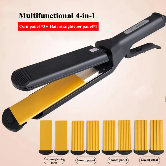 Professional Ceramic Corrugated Iron Electric Curling Crimped Wide Plates Beauty Hair Iron For Hair Wave Corrugation Flat Irons