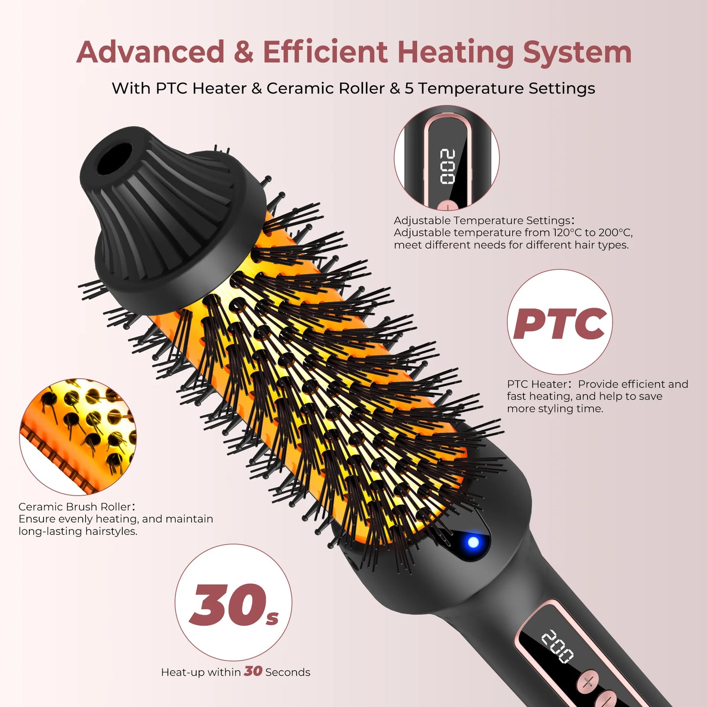 1.5 Inch Thermal Curling Brush 9 Heat Settings