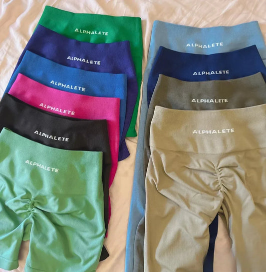 ALPHALETE Printed Pilates Pants Peach Hip Lift Pants High Waist Waist Tight Seamless Training Running Yoga Pants Long Pants
