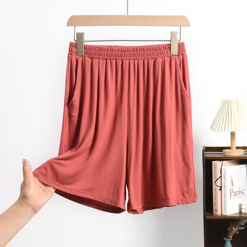 Large size Modal Pocket Shorts High stretch Summer Thin wide leg Short pants Homewear Loose pants over the knee XL to 6XL