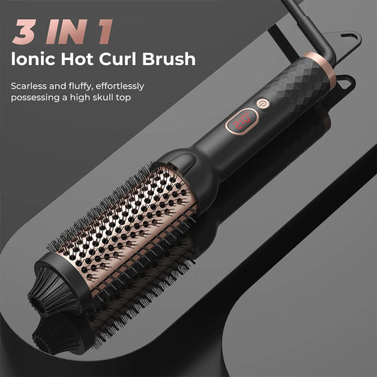 38mm Heated Hot Hair Brush to Create Natural Curls Hot Round Brush 10 Temps Curling Iron Brush for Smoother Thermal Brush