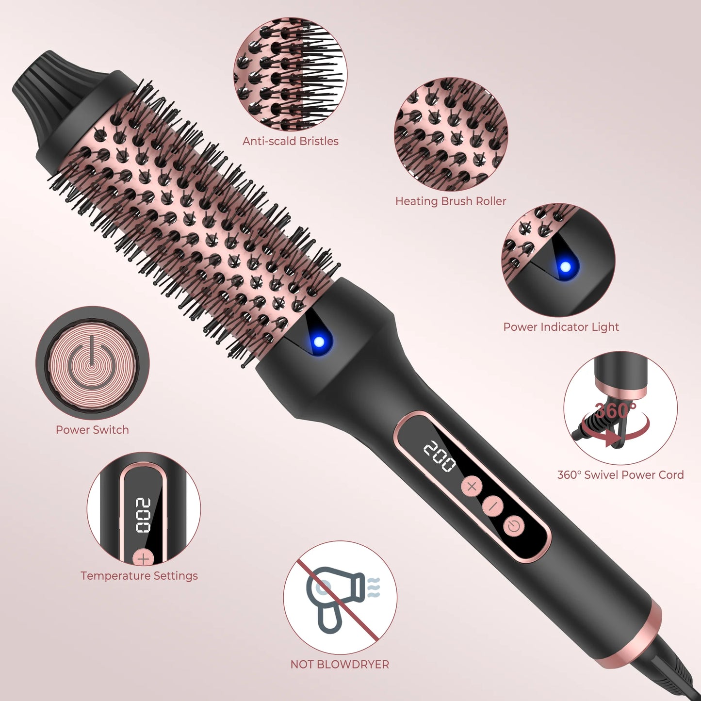 1.5 Inch Thermal Curling Brush 9 Heat Settings
