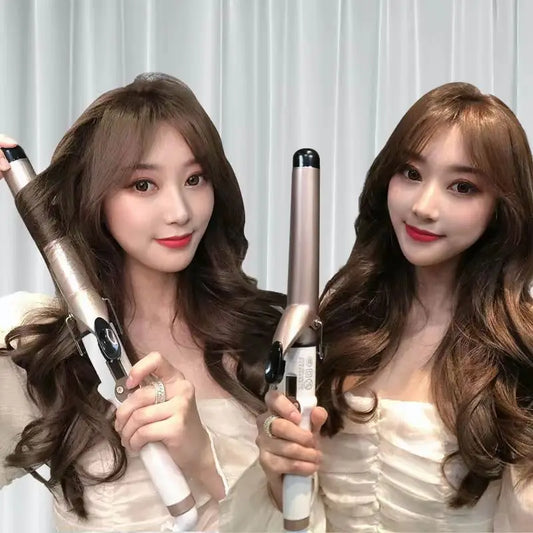Temperature Setting Electric Hair Curler Straightener Long Curling Tong Wand 9-38mm Professional Hair Curling Iron LCD Screen